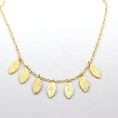Brass Leaf charm necklace, 22k gold plated necklace for women, Handmade jewelry Manufacturer